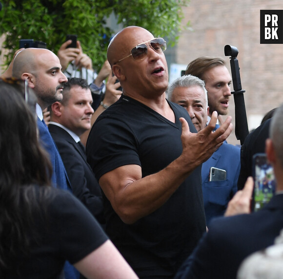 Vin Diesel - Les acteurs du film "Fast and Furious 10" arrivent à leur hôtel à Rome en Italie le 11 mai 2023.