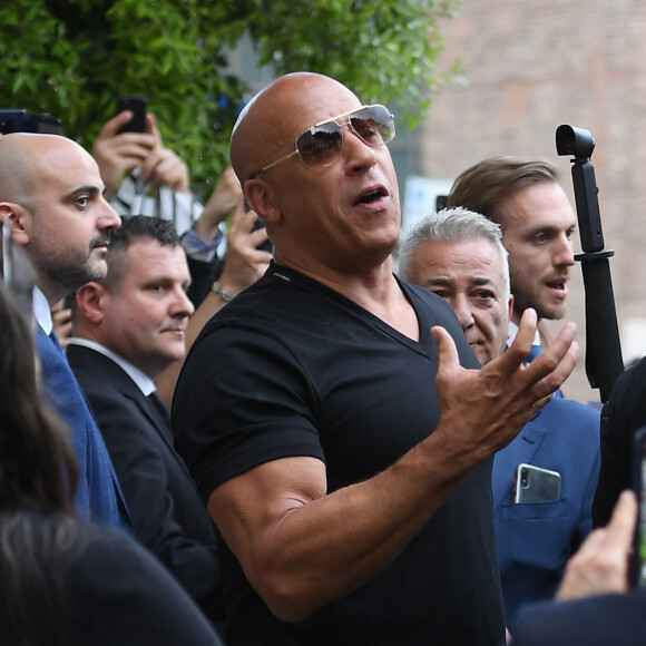 Vin Diesel - Les acteurs du film "Fast and Furious 10" arrivent à leur hôtel à Rome en Italie le 11 mai 2023.