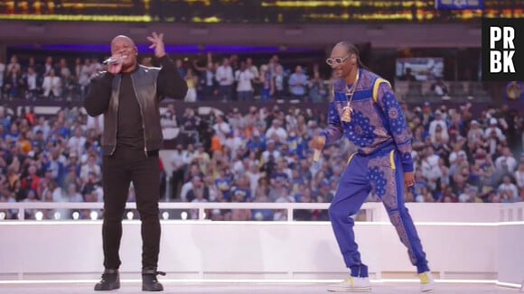 Dr. Dre, Kendrick Lamar, Eminem, Snoop Dogg et Mary J. Blige se produisent à la mi-temps du Super Bowl 56 LVI entre les Los Angeles Rams et les Cincinnati Bengals au SoFi Stadium de Los Angeles le 13 février 2022. 