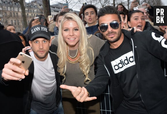 Paga, Jessica Thivenin et Julien Tanti à la soirée de lancement des Marseillais South America au cinéma Gaumont Marignan à Paris, le 21 février 2017. © Veeren/Bestimage