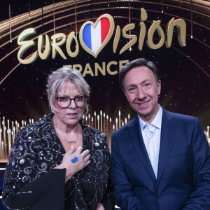 Laurence Boccolini et Stéphane Bern - Enregistrement de l'émission "Eurovision, c'est vous qui décidez", diffusée le 5 mars sur France 2 © Cyril Moreau / Bestimage