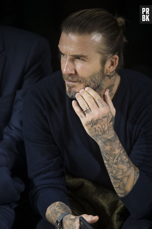 David Beckham - Front row du défilé de mode « Louis Vuitton » Hommes Automne-Hiver 2018 au Palais Royal à Paris. Le 18 janvier 2018 © Olivier Borde / Bestimage 