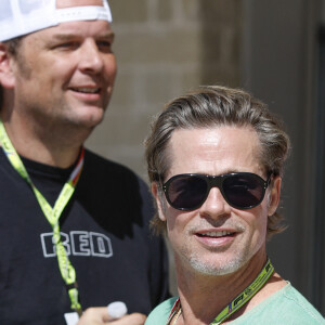 Brad Pitt lors du Grand Prix de Formule 1 (F1) des États-Unis à Austin, le 22 octobre 2022.