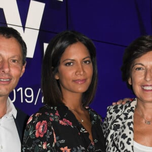 Marc-Olivier Fogiel, PDG de BFM.TV, Aurélie Casse, Ruth Elkrief, guest - Conférence de presse de rentrée de BFM.TV à Paris le 5 septembre 2019. © Guirec Coadic / Bestimage