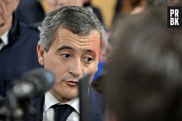 Gérald Darmanin, le ministre de l’intérieur et des outre-mer, en visite au commissariat de police du quartier des Moulins à Nice. Le 8 décembre 2023. © Bruno Bebert / Bestimage