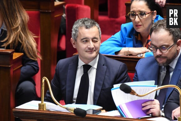 Gérald Darmanin, ministre de l'intérieur, et Aurélien Rousseau, ministre de la Santé et de la Prévention - Séance de questions au gouvernement à l'assemblée nationale à Paris, France, le 21 novembre 2023. © Lionel Urman/Bestimage