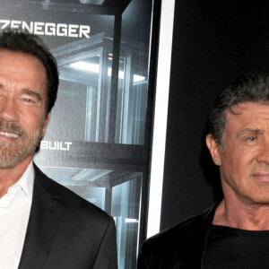 Arnold Schwarzenegger et Sylvester Stallone - People a la premiere du film "Escape Plan" a New York. Le 15 octobre 2013