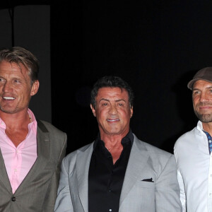 Dolph Lundgren, Randy Couture, Sylvester Stallone, Arnold Schwarzenegger, Terry Crews à la conférence de presse de The Expendables 2 à San Diego, le 12 juillet 2012.