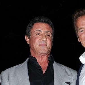 Sylvester Stallone , Arnold Schwarzenegger à la conférence de presse de The Expendables 2 à San Diego, le 12 juillet 2012.