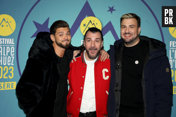 Rayane Bensetti, Michaël Youn, Ludovik pour le film "BDE" dans le cadre du 26ème Festival de l'Alpe d'Huez le 20 Janvier 2023 . © Dominique Jacovides/Bestimage