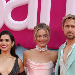 America Ferrera, Ryan Gosling et Margot Robbie à Londres pour présenter le film Barbie le 12 juillet 2023