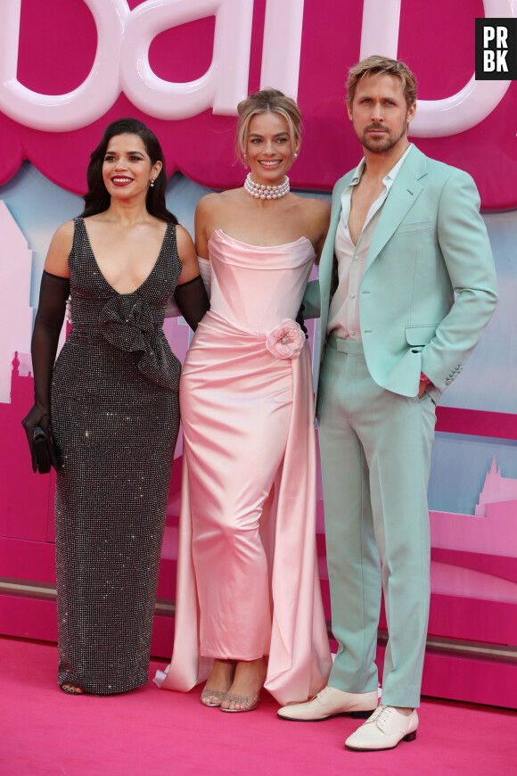 America Ferrera, Ryan Gosling et Margot Robbie à Londres pour présenter le film Barbie le 12 juillet 2023