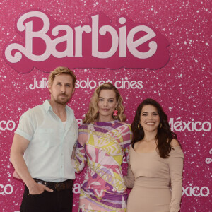 Ryan Gosling, Margot Robbie et America Ferrera à Mexico City pour le film Barbie au Four Sason Hotel le 7 juillet 2023 © Carlos Tischler/eyepix via ZUMA Press Wire / Bestimage


