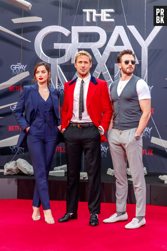 Ana de Armas, Ryan Gosling, Chris Evans à la première du film "The Gray Man" à Berlin, le 18 juillet 2022.