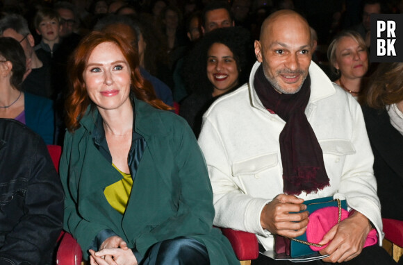 Audrey Fleurot et son compagnon Djibril Glissant - Inauguration de la statue de cire de "Audrey Fleurot" au musée Grévin à Paris le 16 mars 2023. © Coadic Guirec/Bestimage