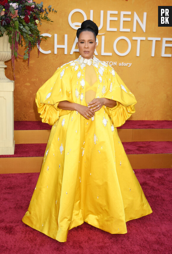 Golda Rosheuvel à l'avant-première de la série "Queen Charlotte: A Bridgerton Story" à Los Angeles, le 26 avril 2023.