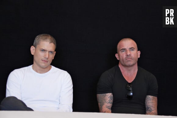 Wentworth Miller et Dominic Purcell - Les acteurs de la série "Prison Break" en conférence de presse au Hilton Hotel pour le Comic Con à San Diego. Le 24 juillet 2016