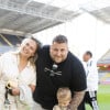 Exclusif - Daniela et Nico Capone et leur fils - 3ème édition de la rencontre de football caritative "Match des héros" entre le "RC Lens Légendes" et "L'équipe Unicef" au stade Bollaert-Delelis à Lens le 6 juin 2023. © Pierre Perusseau / Bestimage