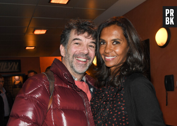 Exclusif - Stéphane Plaza, Karine Le Marchand - People en backstage du spectacle "Jeanfi Janssens atterrit à l'Olympia" à Paris le 9 janvier 2020. © Coadic Guirec/Bestimage