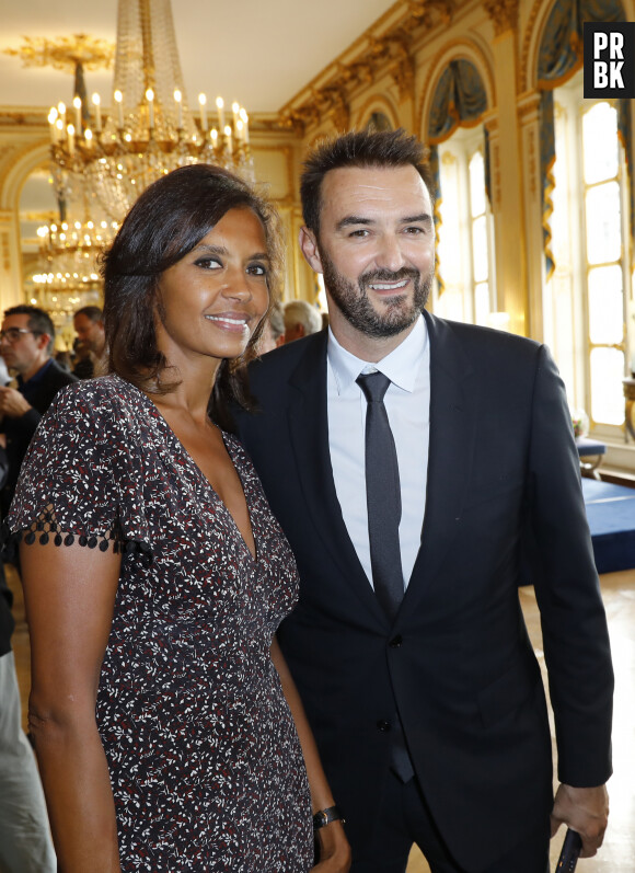 Karine Le Marchand, Cyril Lignac - Cérémonie de remise des insignes de Commandeur dans l'Ordre des Arts et des Lettres à Pierre Hermé et de Chevalier dans l'Ordre des Arts et des Lettres à David Sinapian au Ministère de la Culture à Paris, le 23 septembre 2019. © Marc Ausset-Lacroix/Bestimage