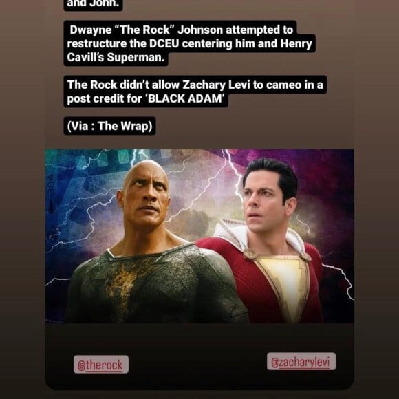 Story Instagram de Zachary Levi.


