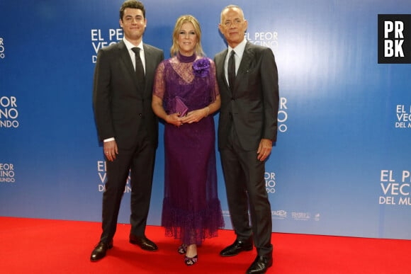 Truman Hanks, Rita Wilson and Tom Hanks à la première du film "Thanks a Man Called Otto" à Madrid.