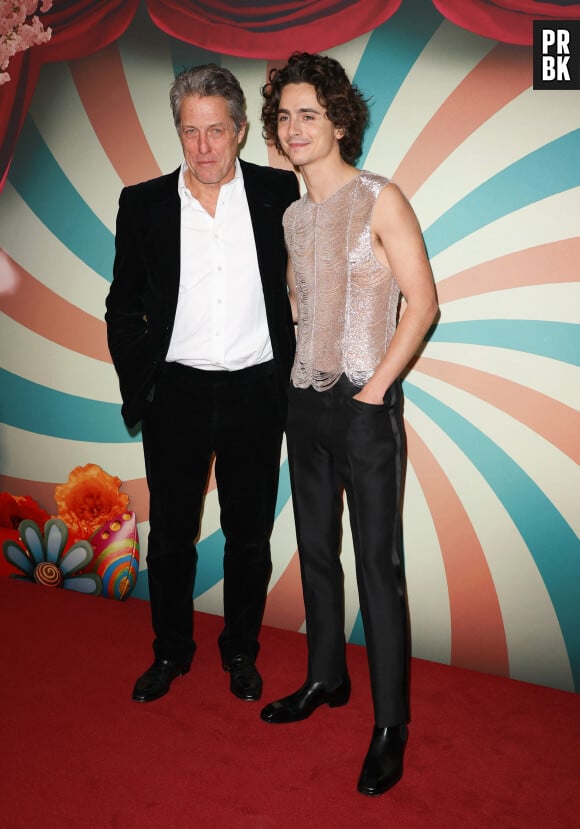 Hugh Grant et Timothée Chalamet à l'avant-première du film "Wonka" à l'UGC Normandie à Paris. © Coadic Guirec/Bestimage