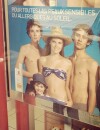 Simon sur une affiche publicitaire vantant les mérites d'une crème solaire