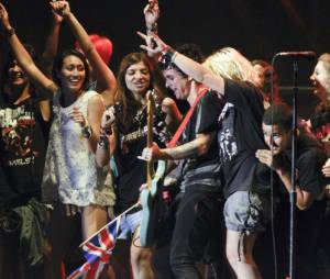 Green Day et ses fans sur la scène de Rock en Seine 2012