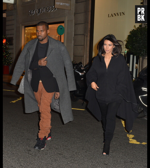 Kim Kardashian et Kanye West en plein shopping à Paris le 8 janvier 2013