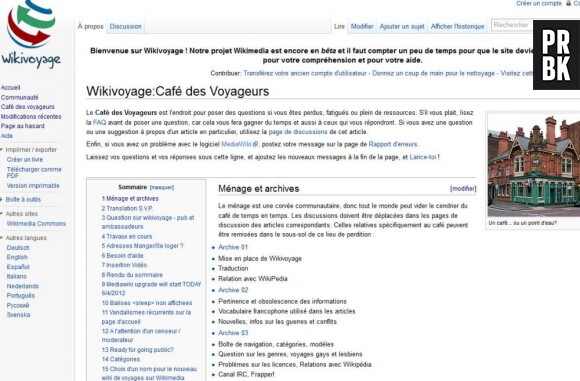 Wikivoyage comprend une rubrique "Café des voyageurs", sur le modéle des forums.