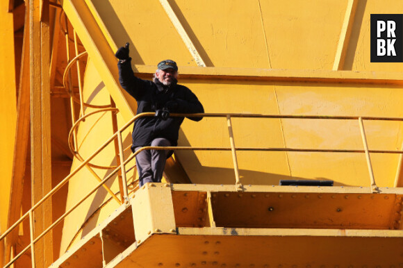 Serge Charnay est perché au haut de la grue depuis plus de trois jours.