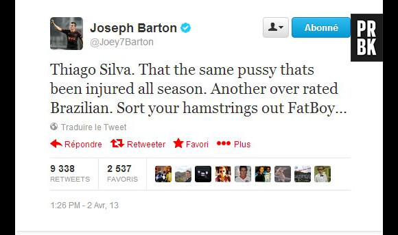 Joey Barton se permet de clasher Thiago Silva