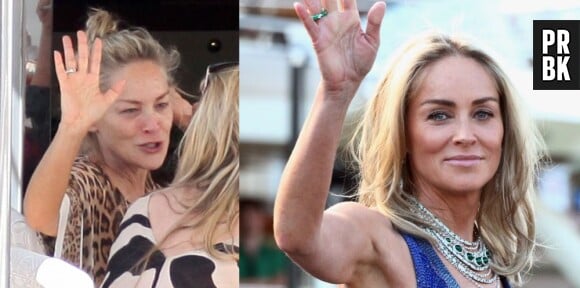 Sharon Stone, avec et sans maquillage au Festival de Cannes 2013