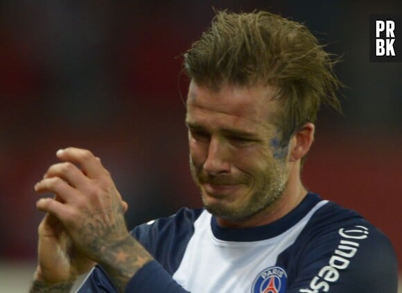 David Beckham en larmes pour son dernier match, le 18 mai 2013 au Parc des Princes