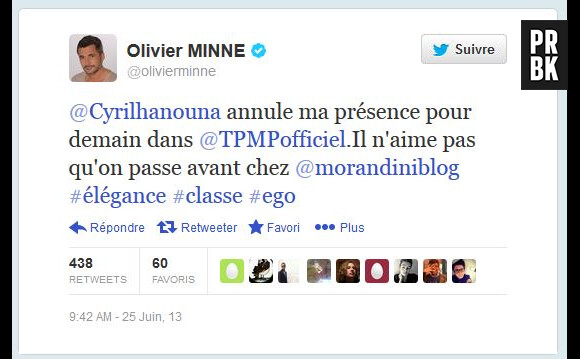 Cyril Hanouna s'est fait clasher par Olivier Minne car il a refusé de l'inviter