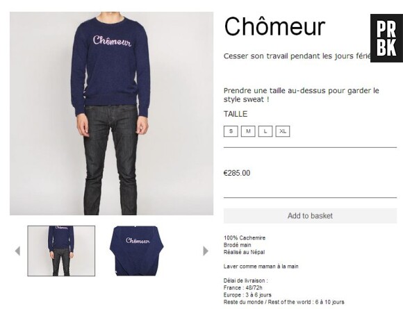 Le pull "Chômeur" vendu 285 euros par Le Léon crée la polémique