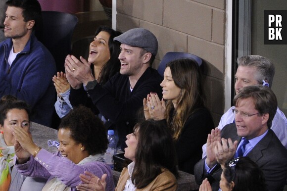 Jessica Biel et Justin Timberlake venus applaudir Rafael Nadal et Novak Djokovic lors de l'US Open 2013
