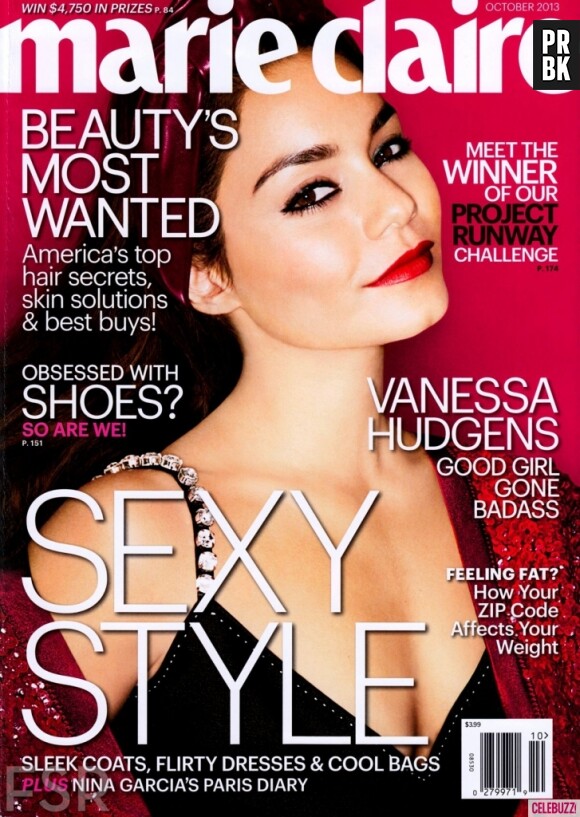 Vanessa Hudgens en couverture de Marie Claire US en octobre