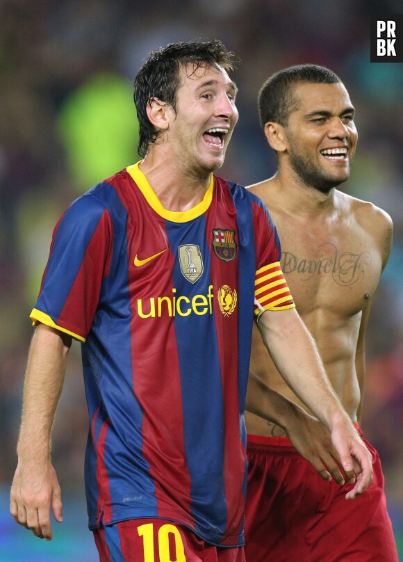 Lionel Messi et Dani Alves, le 25 août 2010 au Camp Nou
