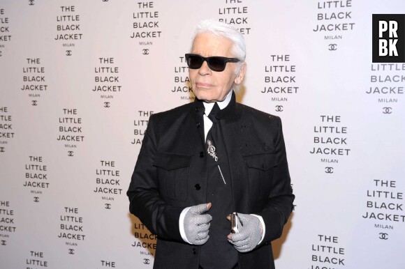 Karl Lagerfeld à Milan, le 4 avril 2013