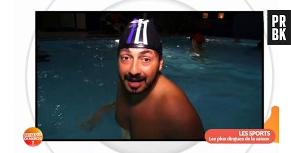 Est-ce que ça marche : Moundir en slip et bonnet de bain pour son reportage sur l'aqua-zumba