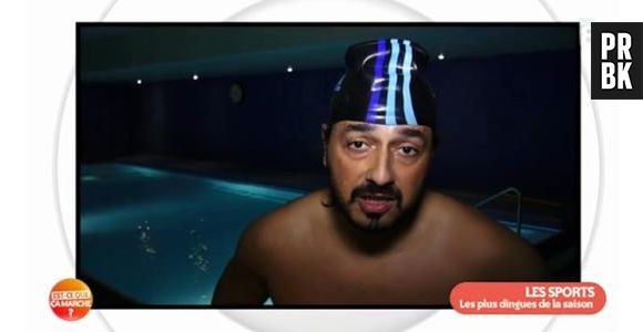 Est-ce que ça marche : Moundir en slip et bonnet de bain pour son reportage sur l'aqua-zumba