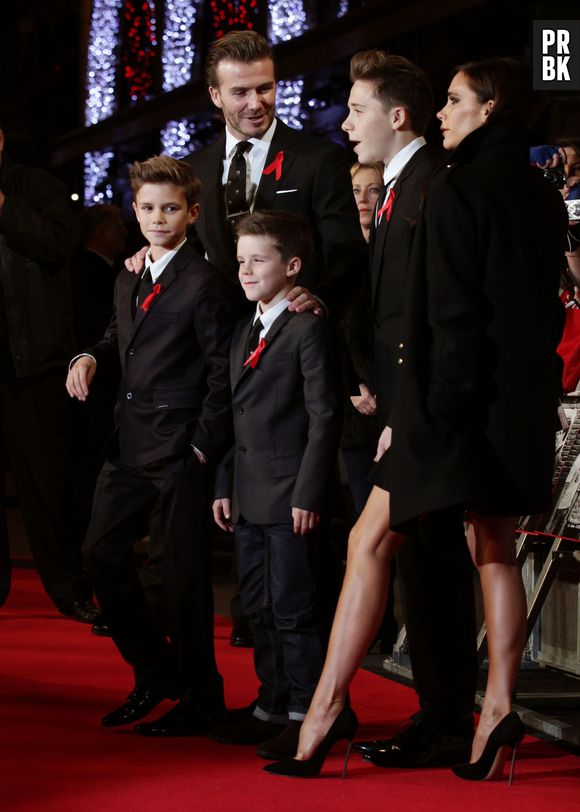 David Beckham, Victoria, Brooklyn, Romeo et Cruz à l'avant-première du film The Class of 92 à Londres, le 1er décembre 2013