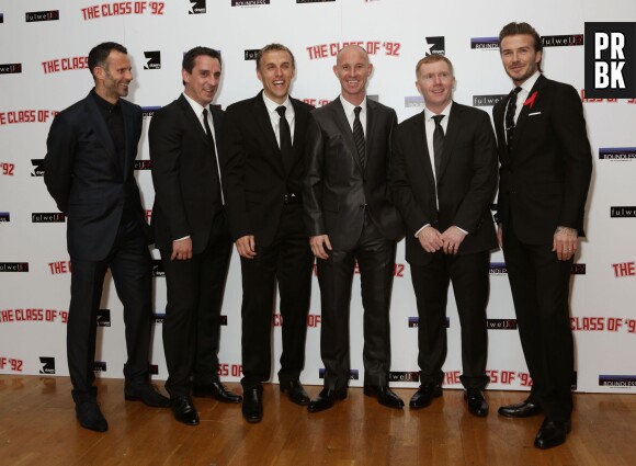 David Beckham et son ancienne équipe de Manchester United à l'avant-première du film The Class of 92 à Londres, le 1er décembre 2013