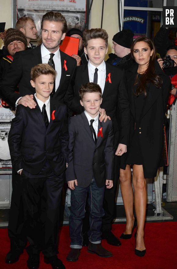 David Beckham, Victoria, Brooklyn, Romeo et Cruz à l'avant-première du film The Class of 92 à Londres, le 1er décembre 2013