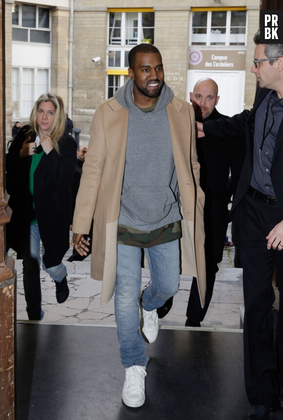 Kanye West au défilé Y3 à la Fashion Week de Paris, le 19 janvier 2014