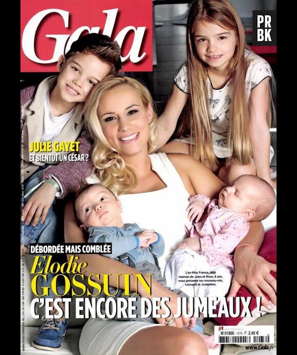 Elodie Gossuin en Une du magazine Gala avec ses enfants