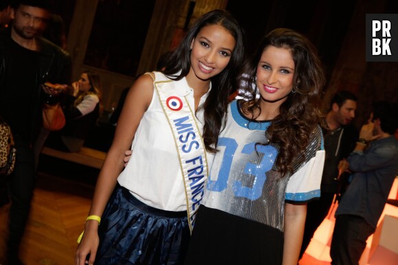 Flora Coquerel (Miss France 2014) et Malika Ménard, invitées de la soirée Eleven Paris à la Gaité Lyrique et au VIP Room, le 4 mars 2014