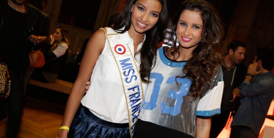 Flora Coquerel (Miss France 2014) et Malika Ménard, invitées de la soirée Eleven Paris à la Gaité Lyrique et au VIP Room, le 4 mars 2014